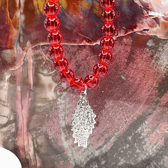 Kirks Folly Expect Miracles Angel Wing SIlver & Red Necklace - Picture 5 of 6